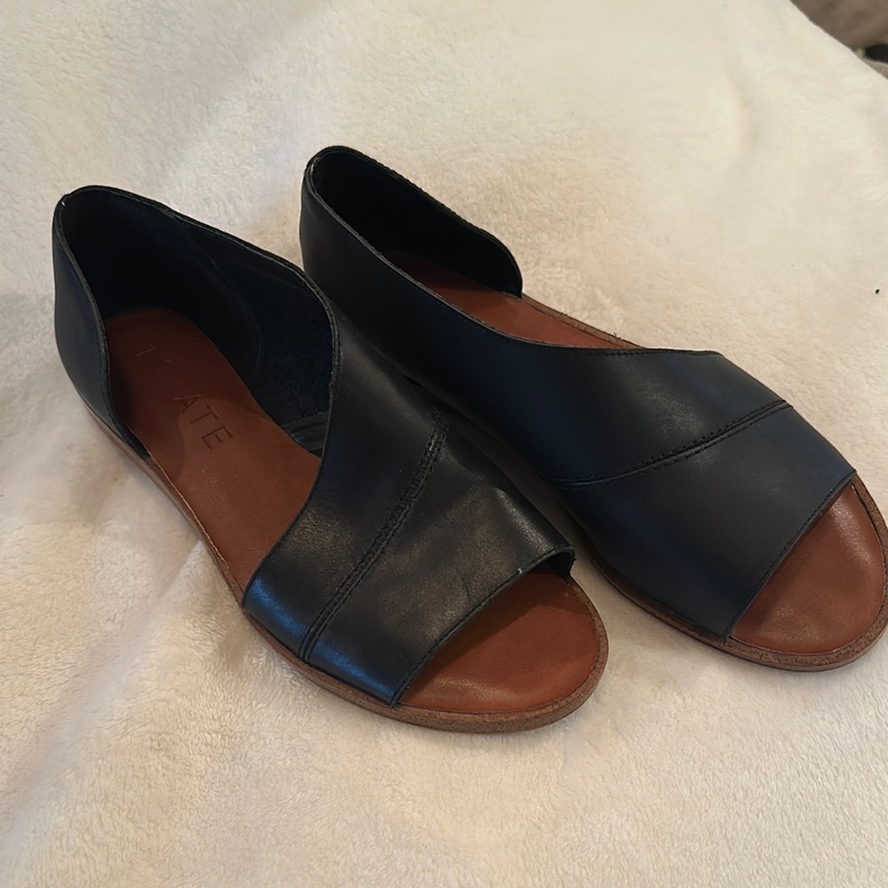 1. State Black and Brown Leather Flats